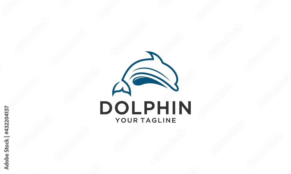 dolphin logo in addition to a splash of water on a white background