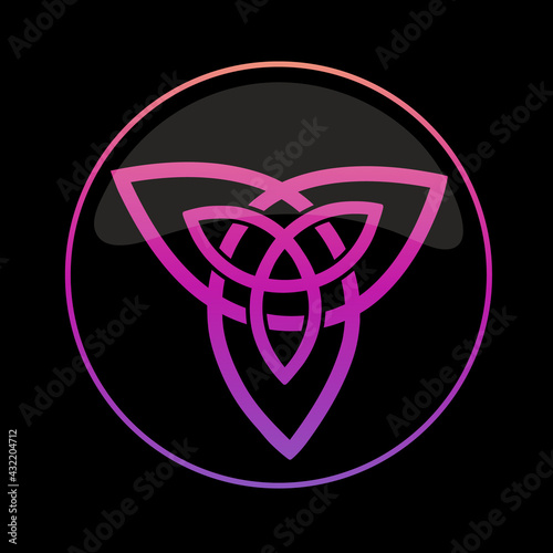 round bright scandinavian symbol in a round frame on a black background