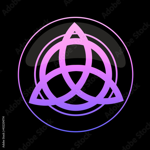 round bright scandinavian symbol in a round frame on a black background