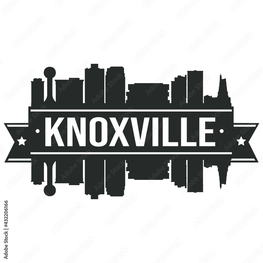 Knoxville Tennessee Skyline Silhouette City Design Vector Famous Monuments Illustration Stencil.