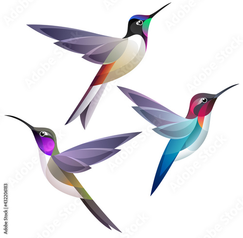 Stylized Hummingbirds in flight