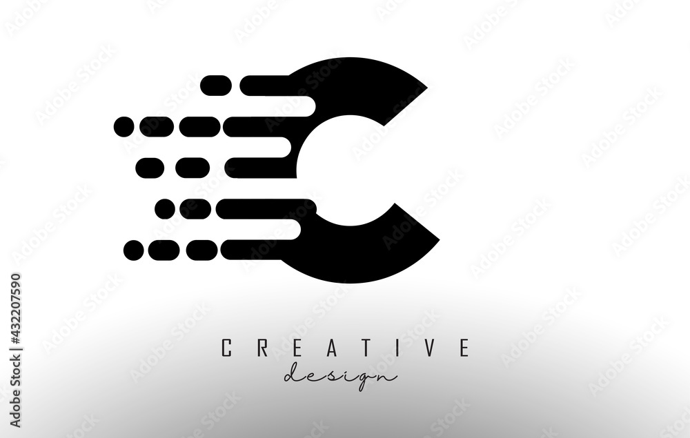 Geometric and dynamic letter C logo design with movement effect. Geometric and dynamic letter C logo design with movement effect.