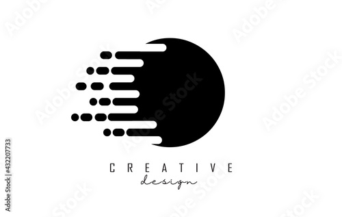 Geometric and dynamic letter O logo design with movement effect.