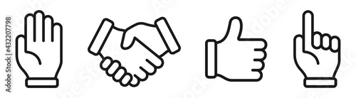 Hand line icons set. Hands icons vector