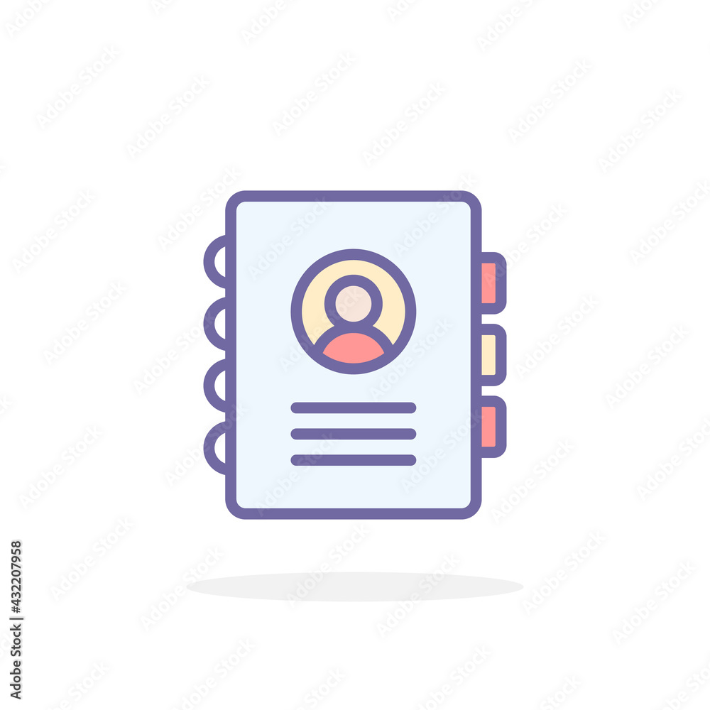 Address book icon in filled outline style. Address book icon in filled outline style.