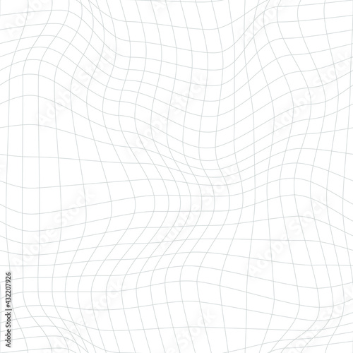 Warped monochrome grid pattern. Seamless vector