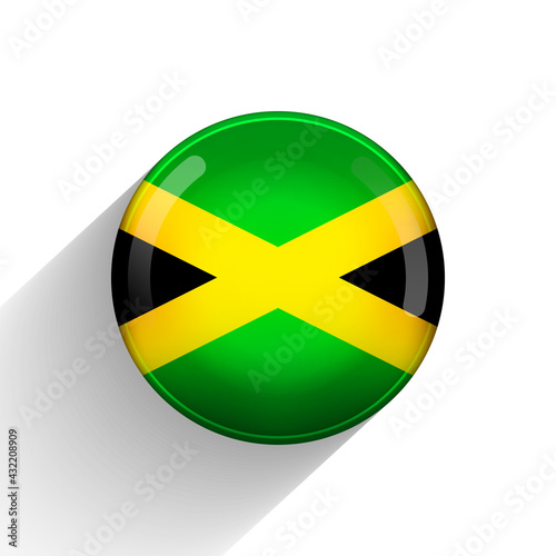 Free Download Glass light ball with flag of Jamaica. Round sphere, template icon. Jamaican national symbol. Glossy realistic ball, 3D abstract vector illustration highlighted on a white background. Big bubble - GFXLoad