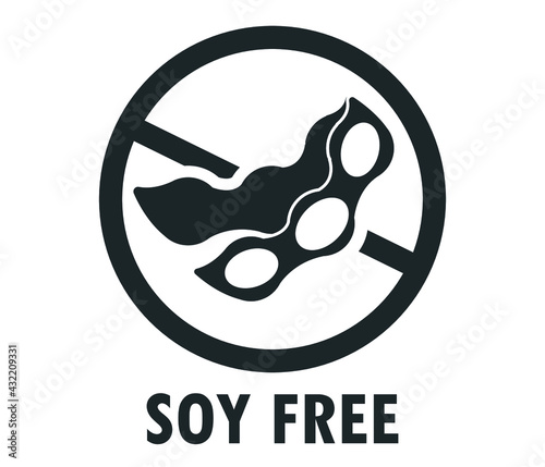 Soy free black outline icon.