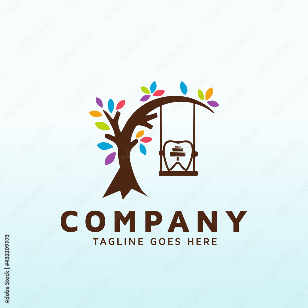 Fototapeta premium Kids Dentistry logo design with fitness icon