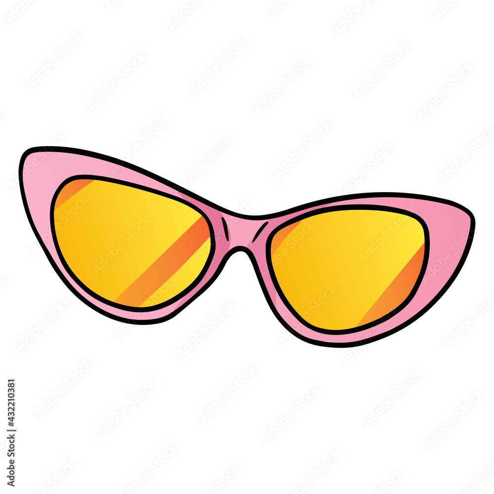 Beach sun protection sunglasses cartoon style Beach sun protection sunglasses cartoon style