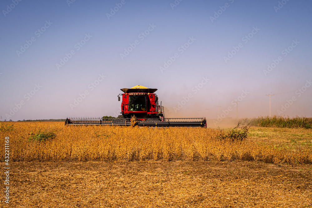 combine harvester working on a field