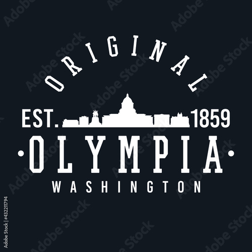 Olympia, WA, USA Skyline Original. A Logotype Sports College and University Style. Illustration Design Vector City.