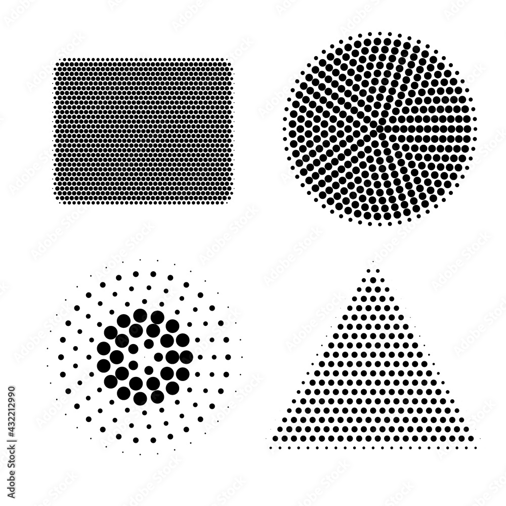 Halftone geometric design vector background. Monochrome halftone pattern. Abstract dots background.