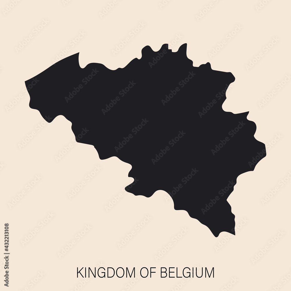 Highly detailed Belgium map  with borders isolated on background