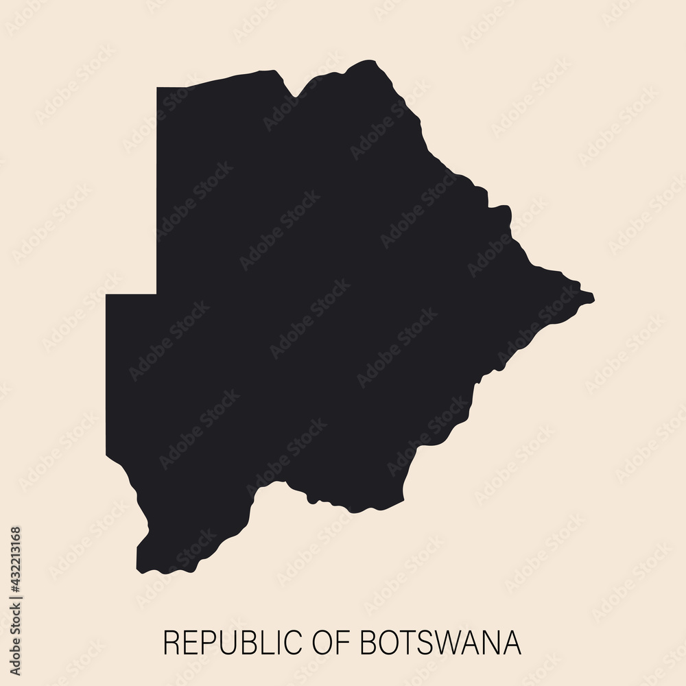 Highly detailed Botswana map  with borders isolated on background