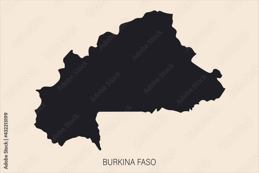 Highly detailed Burkina Faso map with borders isolated on background