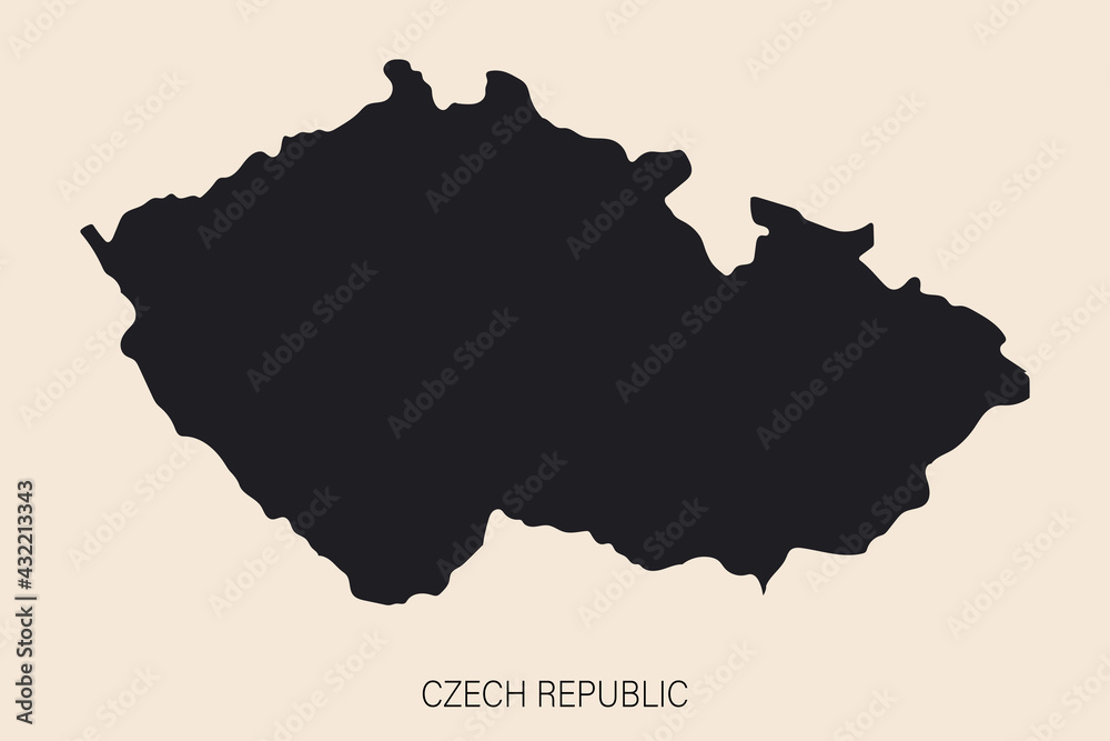 Highly detailed Czechia map with borders isolated on background