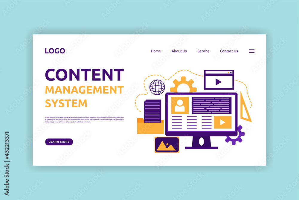 Fototapeta premium Content management system landing page template