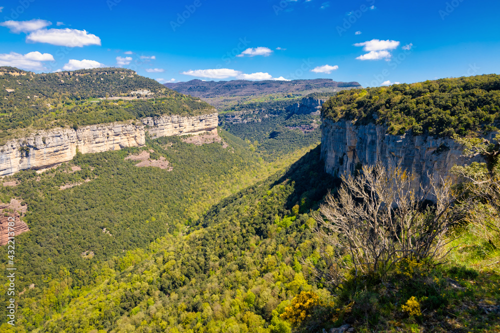 View of the Tavertet cliffs from the north. Collsacabra, Osona, Catalonia, Spain