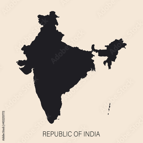 Highly detailed India map with borders isolated on background