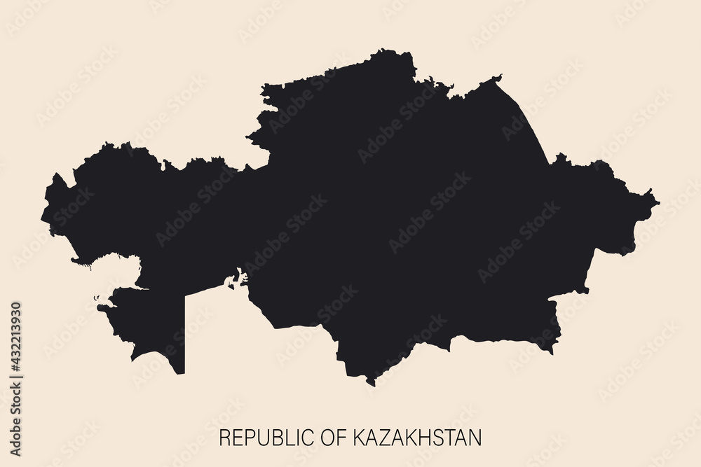 Highly detailed Kazakhstan map with borders isolated on background