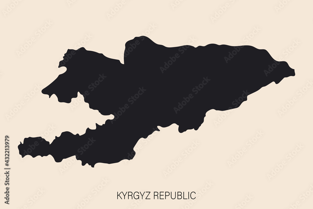Highly detailed Kyrgyzstan map with borders isolated on background