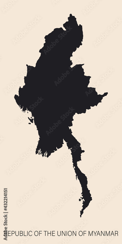 Highly detailed Myanmar map with borders isolated on background Highly detailed Myanmar map with borders isolated on background