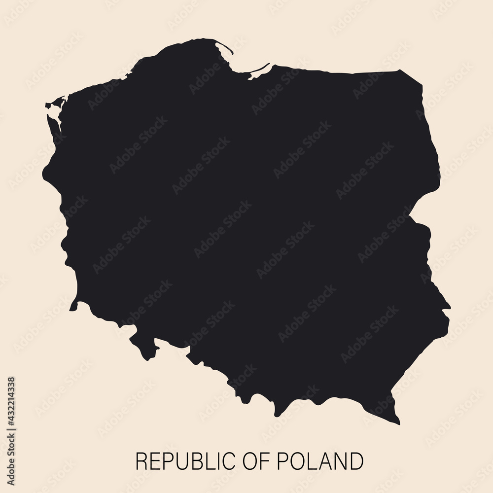 Highly detailed Poland map with borders isolated on background