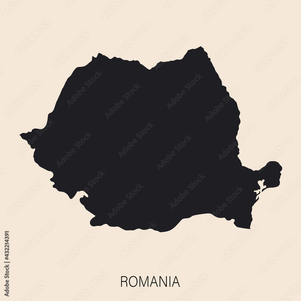 Highly detailed Romania map with borders isolated on background
