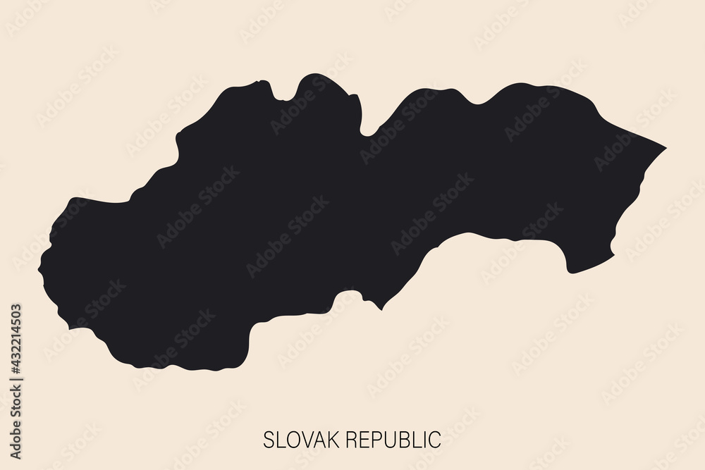 Highly detailed Slovakia map with borders isolated on background