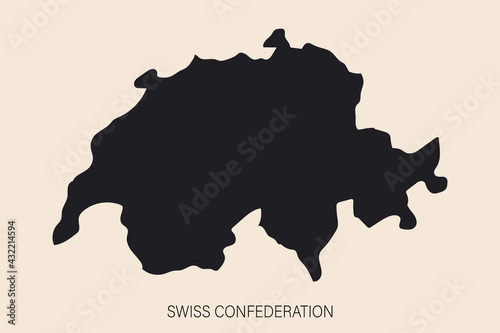 Highly detailed Switzerland map with borders isolated on background