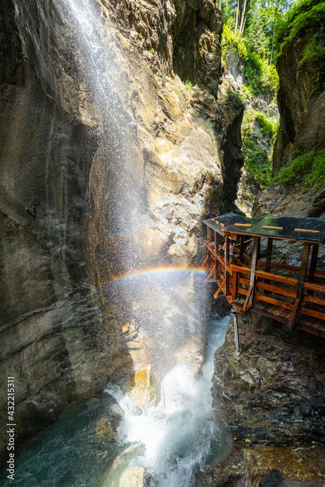 Fototapeta premium Rainbow in the Sigmund Thun Gorge in Austria