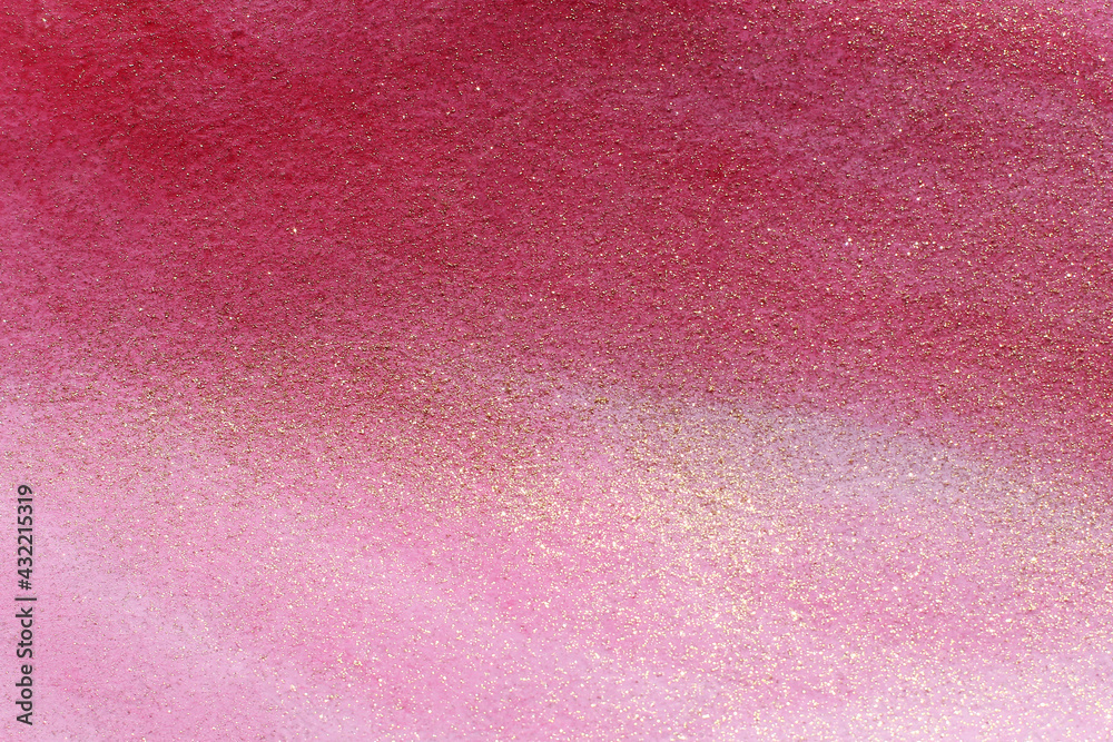 Fototapeta premium Pink watercolor background with gold sparkles