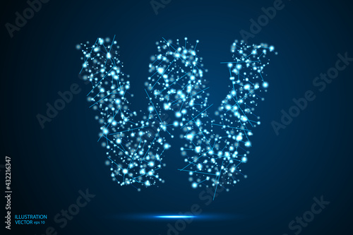 Fotografie Abstract letters font is made up of triangles, lines, dots and connections