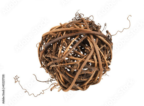Dry brown rattan ball with ...