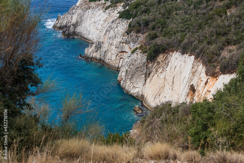 White rocks and turquoise sea, Albania, top view