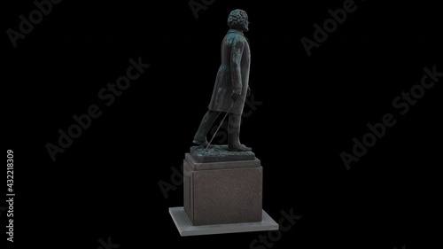 Frederick Douglass statue - rotation loop - 3d model animation on a black background photo
