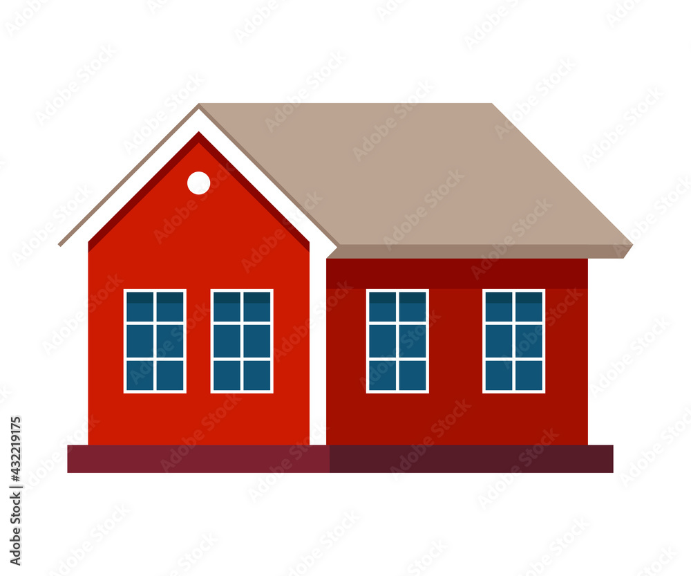 Red Country House Exterior as Rural Landscape Element Vector Illustration Red Country House Exterior as Rural Landscape Element Vector Illustration