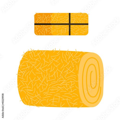 Rolled and Pressed Dry Hay as Crop Harvesting Vector Illustration