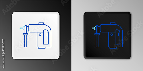 Line Electric rotary hammer drill machine icon isolated on grey background. Working tool for construction, finishing, repair work. Colorful outline concept. Vector