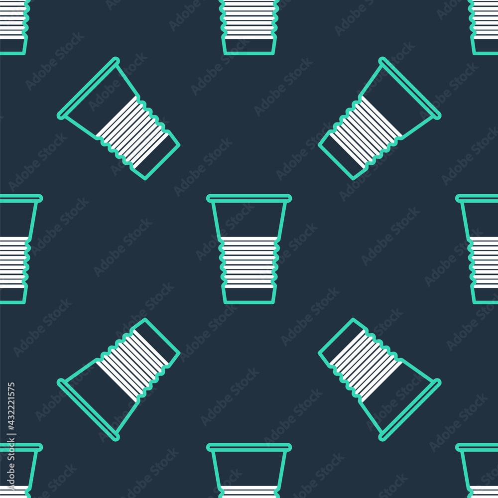 Line Paper glass icon isolated seamless pattern on black background. Soda drink glass. Fresh cold beverage symbol. Vector Line Paper glass icon isolated seamless pattern on black background. Soda drink glass. Fresh cold beverage symbol. Vector