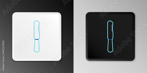 Line Disposable plastic knife icon isolated on grey background. Colorful outline concept. Vector