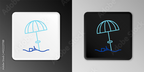 Line Sun protective umbrella for beach icon isolated on grey background. Large parasol for outdoor space. Beach umbrella. Colorful outline concept. Vector