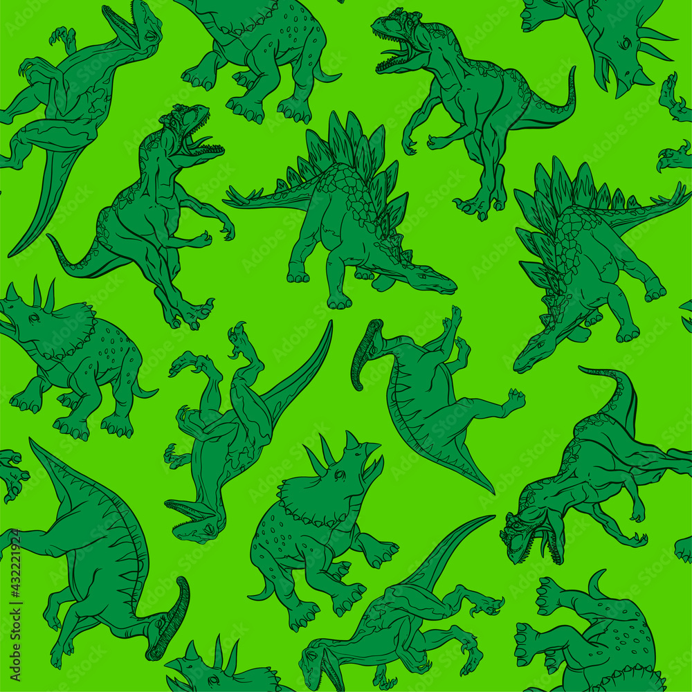 Realistic dinosaur pattern for printing, wrapping paper, packaging. Vector illustration. Realistic dinosaur pattern for printing, wrapping paper, packaging. Vector illustration.