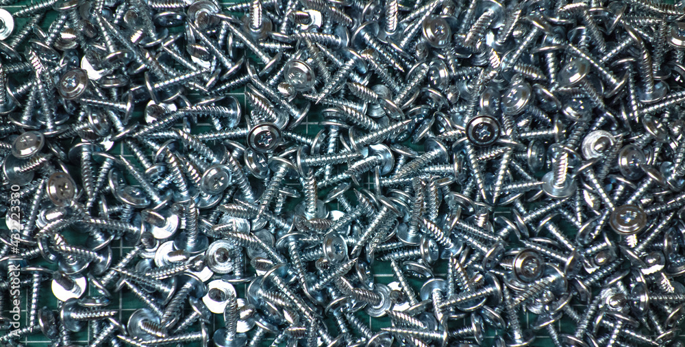 Metal self-tapping screws with a round head for a phillips screwdriver, photo textures Metal self-tapping screws with a round head for a phillips screwdriver, photo textures