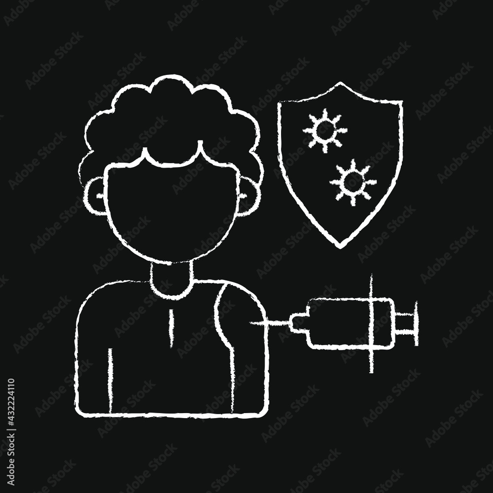 chalk icon, vaccination, vaccination of a person with a shot in the shoulder chalk icon, vaccination, vaccination of a person with a shot in the shoulder