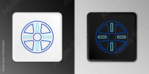 Line Alloy wheel for a car icon isolated on grey background. Colorful outline concept. Vector