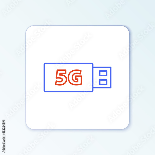 Line 5G modem for fast mobile Internet icon isolated on white background. Global network high speed connection data rate technology. Colorful outline concept. Vector