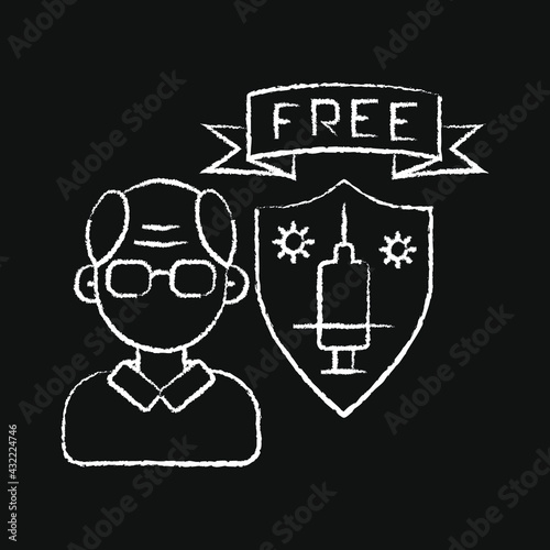 chalk icon, vaccination, free vaccination for pensioners