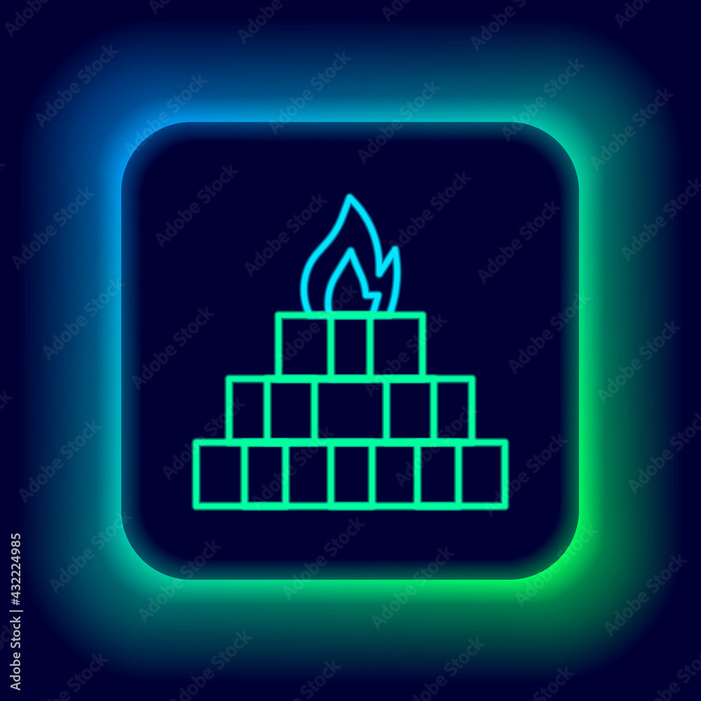 Glowing neon line Yagna icon isolated on black background. Colorful outline concept. Vector